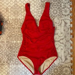 J.Crew Ruched Femme one piece Red 12-Long